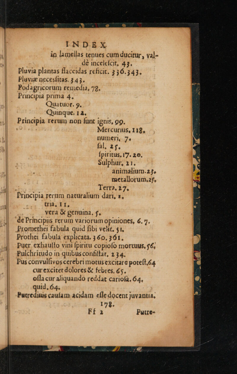in lamellas tenues cum ducitur , val- de incelefcit, 43, Pluvia plantas flaccidas reficit. 236.343. Pluvig necesfitas. 3 43. Podagricorum remedia, 7. Principia prima 4, Quatuor. 9. Quinque. 12. Principia rerum non funt iguis, 99. Mercurius, 118, numeri 7. fal, 2 f. Ípiritus, 17. 26. Sulphur, 1 1. animalium.22, metallorum,2f, Terra, 27, Principia rerum naturalium dart, x, tria, LI, vera & genuina, f, de Principiis rerum variorum opiniones, 6. 7. Promethei fabula quid fibi vehit, 51, Prothei fabula explicata. 3 60, 361, Puer. exhaulto vini fpiritu copiofo mortuus, £6, Pulchritudo in quibus confillat, 2 34. Pus convul(ivos cerebri motus excitare poteít,.64. cur excitet dolores & febres, 65. ofla cur aliquando reddat cariofa, 64, ToS Putrcáinis caufam acidam efle docent juvantia, 17$. Ff a Putre-