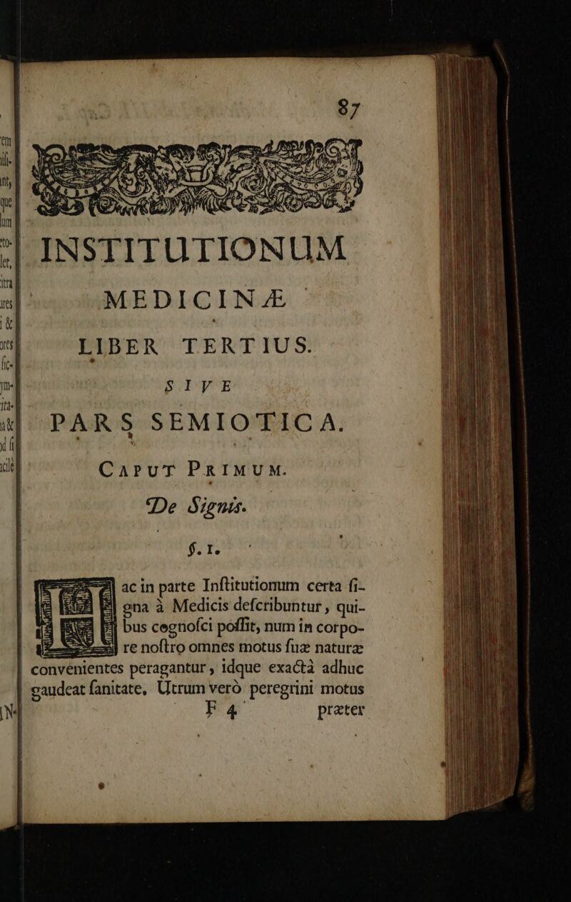 TUS M Od. »»' INSTITUTIONUM CaPvuT PRIMUM. De Signis. $. I. zi acin parte Infüitutiorum certa fi- 8| gna à Medicis defcribuntur , qui- 3| bus cegnofci poffit, num in corpo- —xi re noftro omnes motus fuz: natura | convenientes peragantur , idque exacta adhuc | gaudeat fanitate, Utrum veró peregrini motus