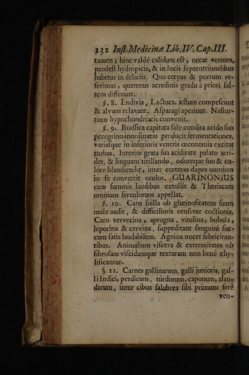 | | | | | Ü i 132 uff. Medicine Lib.IF. Cap.I1I. — tamen 5 hinc valdé calidum eft; necat vermes, prodeft hydropicis, &amp; in locis feptentrionalibus | habetur in deliciis, Quo ceepas &amp; porrum re- | ferimus , quatenus acredinis gradu à priori. fal- | tem differunt; | $.8. Endivia, La&amp;uca, xftum compefcunt R alvum relaxant,, Afparagi aperiunt. Naftur- d! tium b ypochondríacis convenit, | -$.9. Braffica capitata fale condita acido fuo | peregrinoi inordinatas produci t fermentationes; | variaíque 1n inferioris ventris ceconomia excitati turbas.. Interim grata fua aciditate palato arri- | det, &amp; linguam titillando ,. odoreque fuo &amp; CO- | lore blandiendg', inter cceteras dapes omnium | in fe convertit. oculos. GUARINONIUS | eam fummis laudibus extollit &amp; T heríacam | omnium ferculorum appellat, | — f$. 10. Caro fuilla ob glutinofitatem (aaa i maleaudit, &amp; difficilioris cenfetur coctionis, | Caro vervecina ;. aprugna , vitulina; bubula , | Jeporina &amp; cervina , fappeditant fanguini fuc | cum (atis laudabilenm Agnina nocet febricitan- | tibus. : Animalium vifcera &amp; extremitates 'ob | fibrofam vifcidamque texturam non bené hy: | lificantur. | .. S&amp;. tr. Carnes gallinarum, galli junioris, gal- | li Indici, perdicum, türdorum; caponum, alau- | darum , inter cibos falubres fibi. primum fere YCll- |
