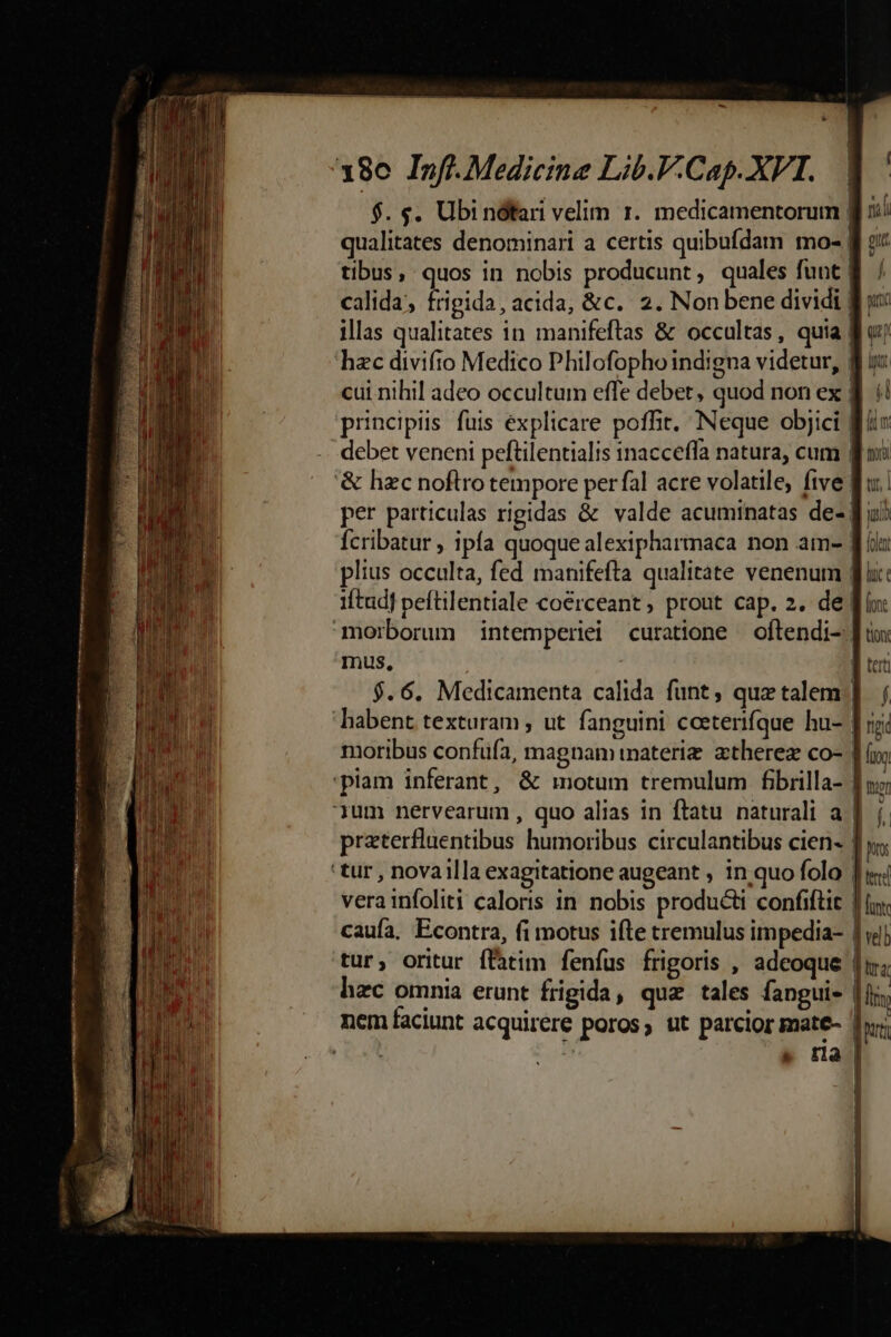 ms a M nn a zt Rn — $. s. Ubinófari velim 1. medicamentorum | qualitates denominari a certis quibufdam mo- | tibus, quos in nobis producunt, quales fuut | calida, frigida, acida, &amp;c.. 2. Non bene dividi Jj ! morborum intemperiei curatione | oftendi-: mus, moribus confüfa, magnam materiz. ztherez co-