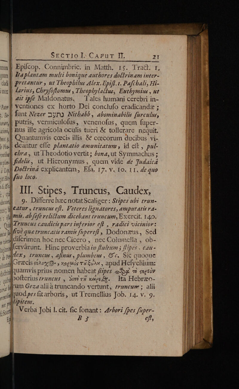 | n a al THIS HIOX ca | ! (d Ü | | | de Dn | i | J| | SECTIOI,CAPur If. 2I CO BSBH RENTE eiu hs Iu V. Rt. 8 v OM I dL ae DR Poo. AQ RO Epifcop. Connimbric. in Matth, 15. Tra&amp;. r, ltaplantam multi bonique authores dotlrinam inter- pretantur , ut Theophilus Alex, Epifl.1. Pafchalt, Hi- lartus, Chryfoftoms , Theopbylaéius, Eutbymius , ut 4: ipfe Maldonatus. — lales humani cerebri in- putris, vermiculofus, venenofus, quem fuper- nus ille agricola oculis tueri &amp; tollerare nequit. uantumvis coecis illis &amp; coecorum ducibus vi- dcantur efle plantatio amenitatum , id cit , pul- IIT. Supes, Truncus, Caudex, . Differre hzc notat Scalieer : Stipes ubi trun- c3 (ré qua truncatis ranis (iaperefl , Dodonzus, Sed A^ . . «  (crvárunt. Hinc proverbia iz fAultum ; fipes , cat- dex, truncus , afinus , plumbeus , 9c. Sic quooue A q) Gtp60V lta Hebrzeo- B E i ef,