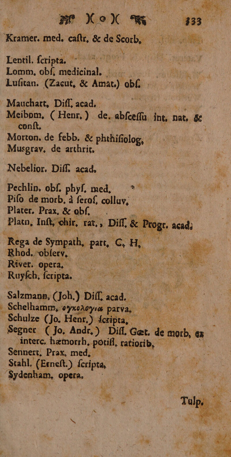 pe XeX * P ea 3 Keihite: med. caftr, &amp; de Scorb, Ty. Do B X Lentil. fcripti, dé»: Lomm, obf, disdieibal xdi Lufitan. (Zacut, &amp; Amat.) obf ! Mauthart. Diff; acad. Meibom, ( Henri) de. abfceffu. int, nat, &amp; conft, ) Morton. de febb. &amp; phthifi Solo Musgrav, de arthrit, N Sisi Diff. acad, Pechlin. obf. phyf. med, wv ph Pifo de morb, à ferof, colluv, !  Plater. Prax, &amp; obf, . Ait Platn, Inft, vh ài 3 Tat, , Dilf, &amp; Pr vw Rega de Sympath, patt, [s Hy addi Rhod. obíerv, — War A C ou Rivet.. opera, E MU | ifi (s TN : | n JT | Rayfh, fcripta, eas Salzmans, (Joh.) Dit; add. y uu Schulze (Jo. Henr,) Actipta, . M as » * d Segner (Jo, Andr,) Diff. Get. de morb [. Ánterc, hainorrb, pori, npo Aug Sennert, Prax, med, Stahl. (Etneft.) fcripta, i j Mrasitee, opera, — — P Ka e E Se n t he. v QM y wh : iof