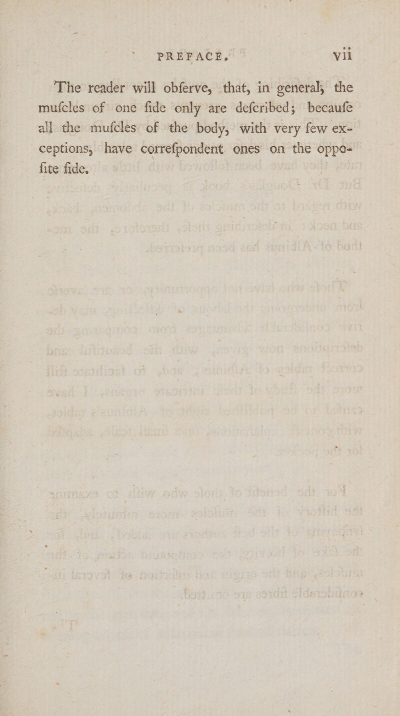 PREFACE, : Vil. The reader will obferve, that, in general, the mufcles of one fide only are defcribed; becaufe all the mufcles’ of the body, with very few ex- ceptions, have correfpondent ones on the oppo- fite fide.