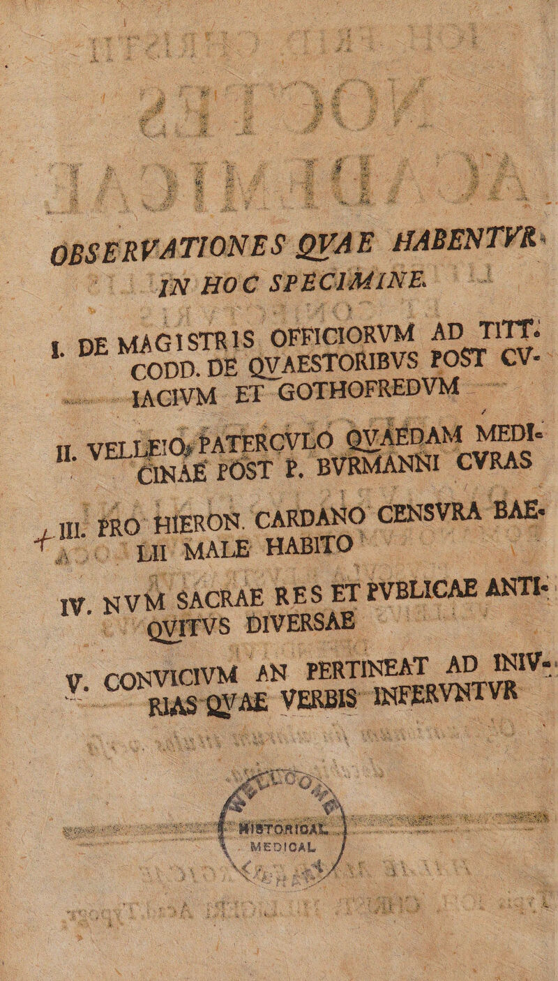 |. DE JE MAGI STRIS dni AD TUT. | doiodus DE QVAESTORIBVS POST. bod : dACNM ' vicis OFREDVM - - mu PRO- HÍEROR. CARDÁNO: CExSVRA BAR JI MALE BABTO 0 M AER RES s ET PVBLICAE ANTE | FSI E IV. PDA