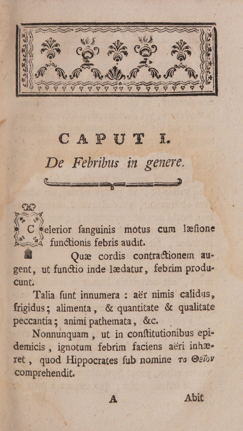 Pd ;. Lon at PA. s ea a eaa Toe tio sat UT LOREM UPPLPUPPPO j'  mL» 2 M is Ou * ave NUS m hausta eeu Pos evi Pee ce reef erai yo eue ise ausi rte enef o, day o, P [35 V ovv y T COE a Rx P YY d 2 e * C *elerior fanguinis motus cum fione $' 54 fundtionis febris audit. Quis cordis contra&amp;ctionem au-. gent, ut fun&amp;io inde lzdatur, febrim produ- cunt. Talia funt innumera : aer nimis calidus, frigidus; alimenta, &amp; quantitate &amp; qualitate peccantia; animi pathemata, &amp;c. . Nonnunquam , ut in conftitutionibus epi- demicis , ignotum febrim faciens aeri inhze» t, quod Hippocrates fub nomine ro Géiov . comprehendit. A. Abit