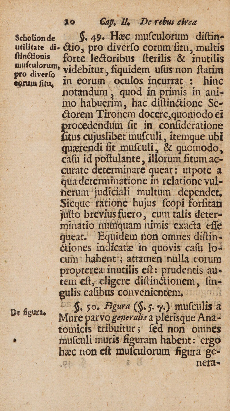 Scholionde ^ $.49. Hxc mufculorum diftin- utilitate di- Cio, pro: diverfo eorum fitu, multís din inni forte lectoribus íterilis &amp; inutilis pro diver Videbitur, fiquidem ufus non ftatim eorumfiu, 1n corum , oculos incurrat : hinc notandum , quod in primis in ani- mo habuerim, hac di(tindione Se- &amp;orem Tironem docere,quomodo ei procedendum fit. in. confideratione m cujuslibec mufculi , itemque ubi quzrendi fit mufculi, &amp; quomodo, ca(ü id poftulante, illorum fitum ac- curate determinare queat: utpote a qua determinatione in relatione vul- herum judiciali multum . dependet, Sicque ratione hujus fcopi forfitan jufto brevius fuero, cum talis deter- minatio numquam nimis exacta effe queat. Equidem non omnes diftin- &amp;iones indicat in quovis caíu los cuim: habent'; attamen nulla corum propterea inutilis eít: prudentis au« cem eft eligere difnétionem, fin» ulis cafibus convenientem, . ^: 9 &amp; so. Figura ($.5. y.) mufculis a Mure parvo generals a plerisque Ana- tomicis tribuitur; fed non omnes ' mufculi muris figuram habent: ergo hec non eft mufculorum figura ge- e PO- nera» De figura,