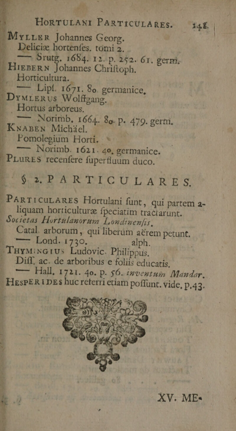 Pm - HoRTULANI PanTiCULARES. Mrrrrn Johannes Georg. Deliciz hortenfes. tomi 2. — Srutg. 1684. 12. p. 242. 61. germ. HigpERN fedis Chriftoph. Horticultura. - —— Lipt. 1671. 8o. germanice, Drwrznus Wolfgang. . Hortus arboreus. f. 07—— Norimb, 1664. 8o. p. 479. gerti. Bicuxsts Michiel. E ^ he Pomolegium Horti. * —- Norimb. 1621. 40, germanice. ' PLunEs recenfere füpertluum duco. » ! 1 / : - D» ! i4É | liquam horticulturz fpeciatim traéiarunt. - Societas Hortzlanoruz Londtuenfis, | —— Lond. 1730. alph. - TuvM:xcivs Ludovic. Philippus. ' Diff ac. de arboribus e foliis educatis, rr o in M