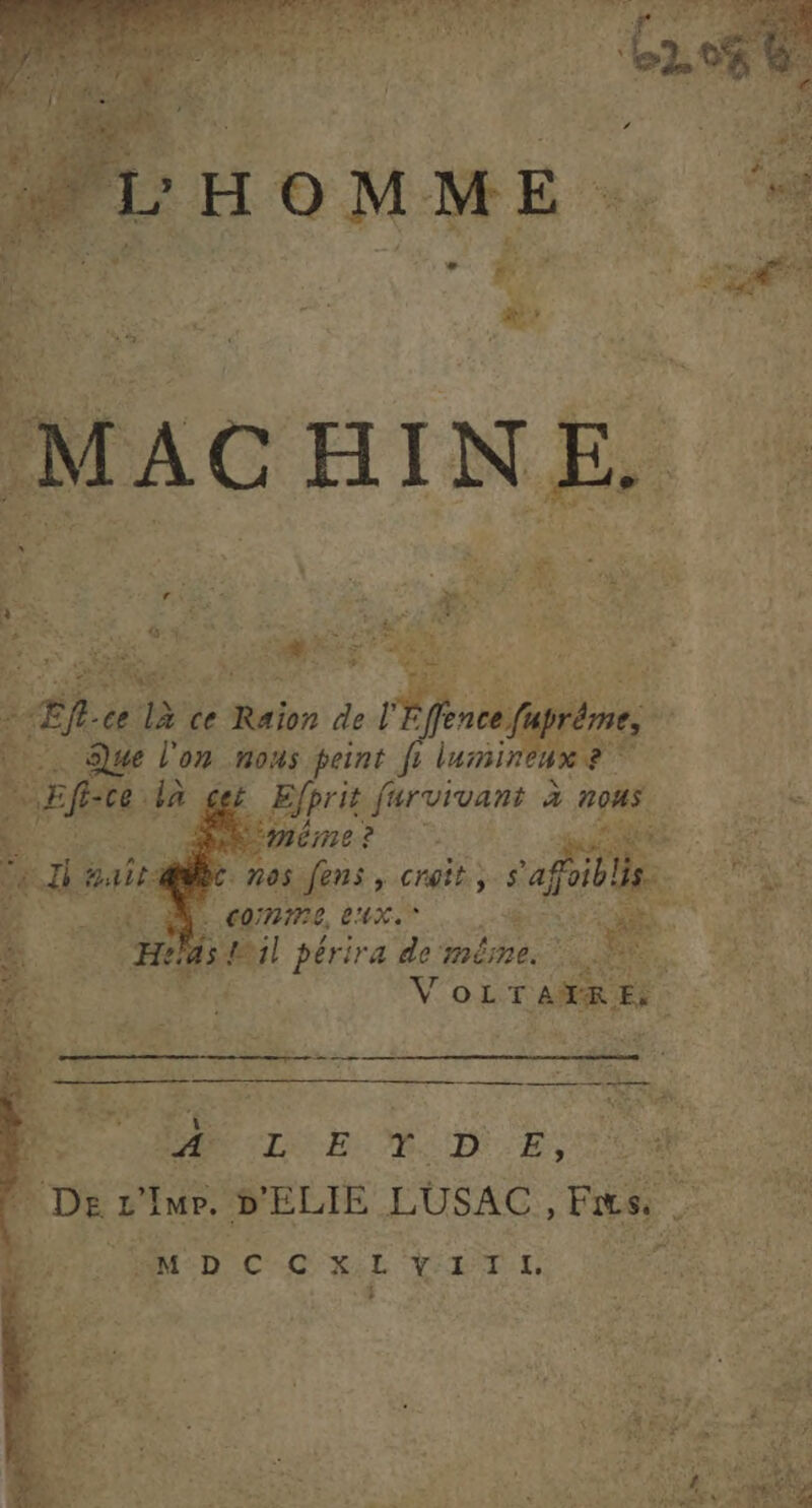 Ær LE T D E, A Me Art De L'Iur. » »'ELIE LUSAC, Fus, PL NN MDCCXxLVITL