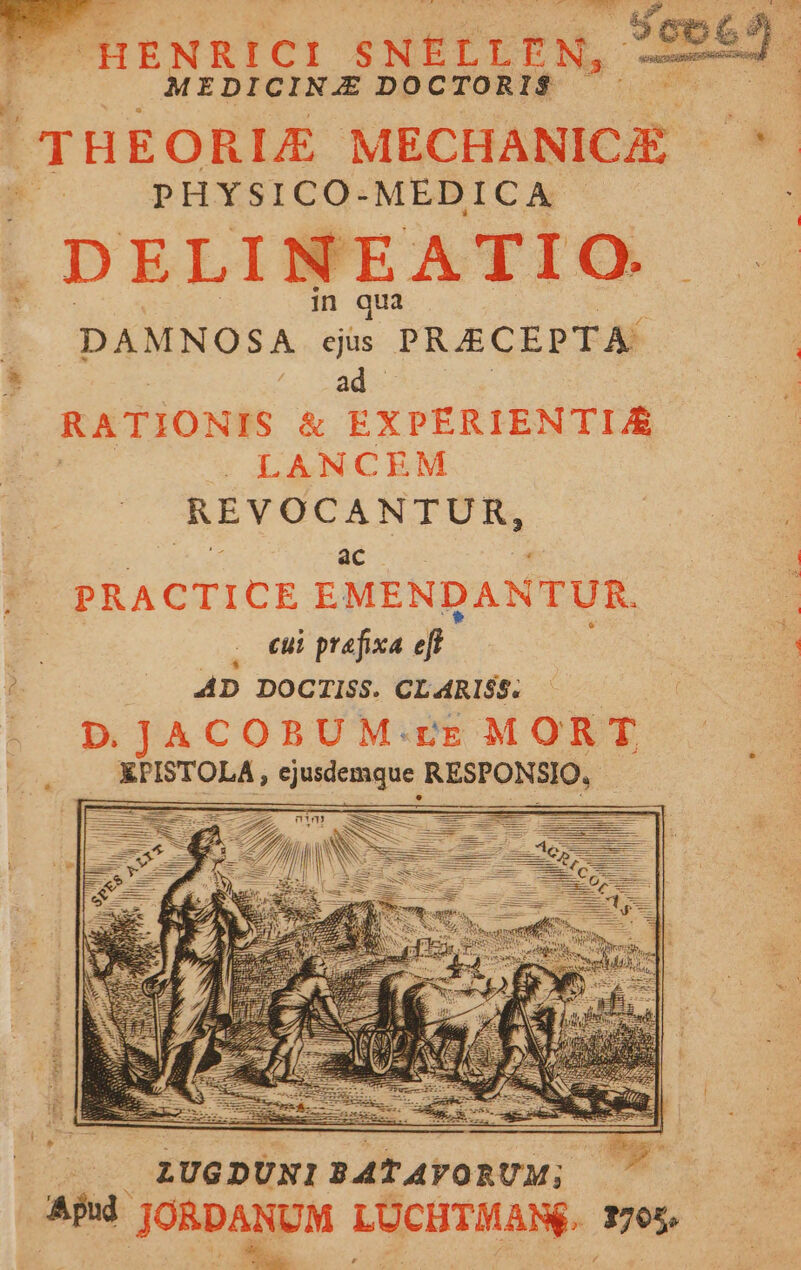 EEruRICI SMEYLTM. med. MEDICIN.E DOCTORI$ Hes MECHANICZE ^. EC PHYSICO- MEDICA | | ; , DELINE DAMNOSA. ejus PRECEPTA. * ^ 1n RATIONIS &amp; EXPERIENTIJE LANCEM APBYULCANTENS a x PRACTICE EMENDANTUR. x cui prafixa d ; ?- |J 4D DOCTISS. CLARISS. D. JACOBUM-.rE MORT  XPISTOLA, dete RESPONSIO,