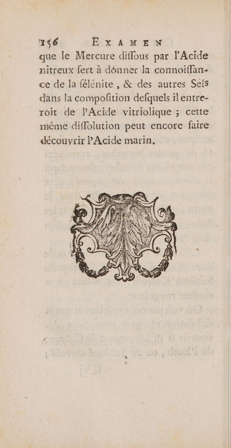 que le Mercure diflous par Acide nitreux fert à dénner la connoïflan- ce de la félénite , &amp; des autres Sels dans la compofition defquels ilentre- roit de PAcide vitriolique ; cette même diffolution peut encore faire couvrir PAcide marin.