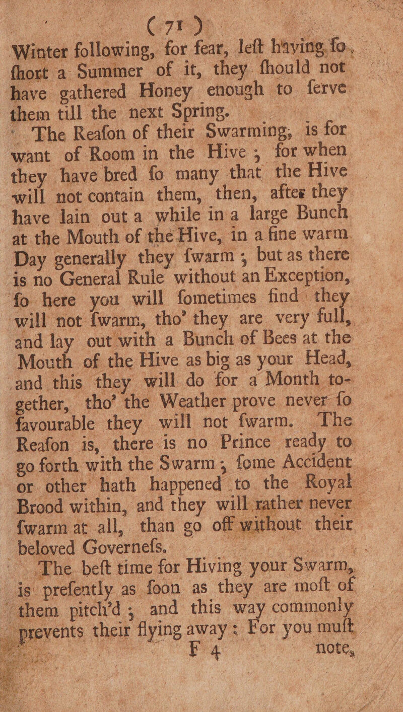 Va » t. Winter following, for fear, Jeft her them tull the next Spring. {warm at all, than go off without thei beloved Governefs. ae | The. beft time (We