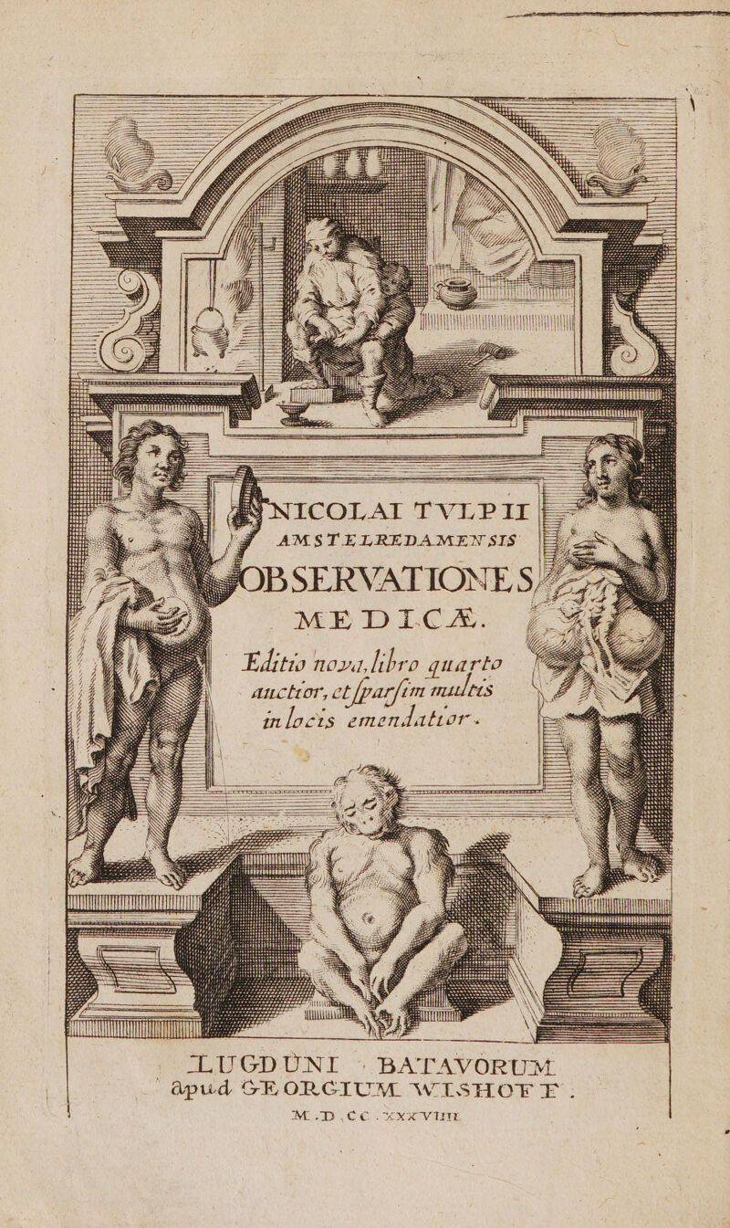 ICOLAI TYILPII AMSTELREDAMEN SIS OBSERVATIONES; MEDICA. Editio noa libro quarto Anctor, et fparftm Aul £ts ZAR | àpud GEORCIUM WISHOFE. M .D,CC.xxxvim