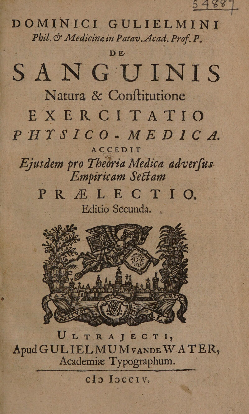 DOMINICI GULIELMINI td. G Medicines in Patav. 44cad. Prof. P. SANGUINIS Natura &amp; Conftitutione | EXERQIXAETILO PHISIGO.MEDICG A. ACC EDIT Ejusdem pro Theoria Medica adverfus Empiricam S$ettam — PRJXELECITI O. Editio Secunda. , CI9 Toce.