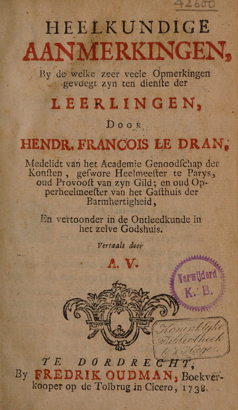 St2o00 EDE te HE EELK UNDIGE - AANMERKINGEN, ‚By det welke zeer veêle Opmerkingen e-gevoegt zyn ten dienfte det. LEERLINGEN, Door. _ HENDR, FRANCOIS LE DRAN, Medelidt van het Academie Genoodfchap der Konften , gefwore Heelmeefter te Parys; oud Provooft van zyn Gild; en oud Op- perheelmeefter van het Gafthuis der. | Barmhertigheid;, En vertoonder in de Ontleedkunde in het zelve Godshuis. - PE BURNS By FREDRIK OUDMAN,; Blelvér. ____Kkooper op de Tolbrug in Cicero, 1738,