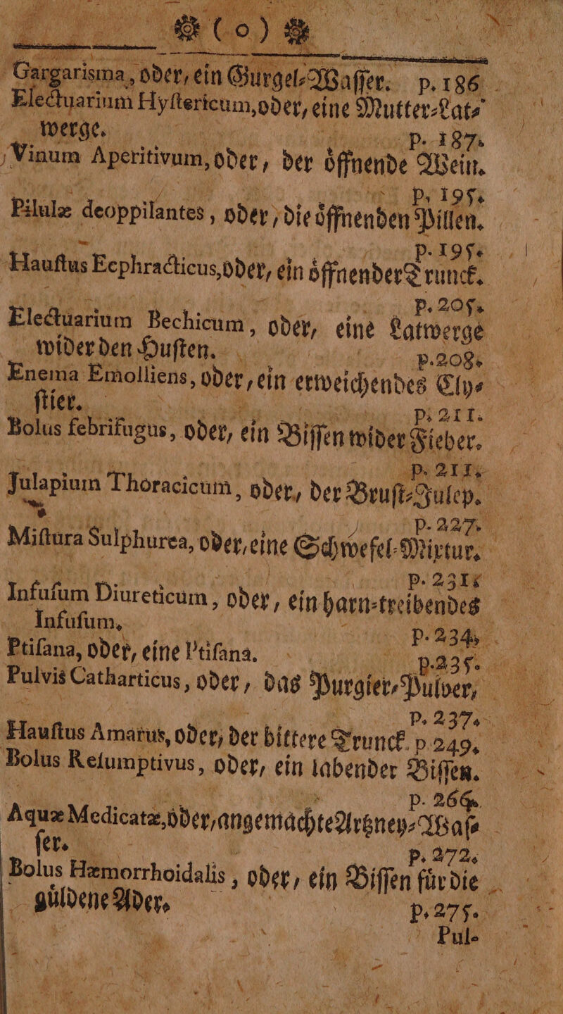 wider den Huſten. p. 208. ſtier. Bolus febrifugus, oder, ¢ ein Biſſen wider sie Tater Diureticum , oder ein barn: treibendes Iufuſum. | n Ptifana, oder, eine plans. Anus Amatus „oder, der bittere Trunck p.249, fer. Bolus Hamorrhoidalis , oder ‚ein Bitten fine die 0 ‚ gulbene Ader. | p. i Pie . n | ee ule oes