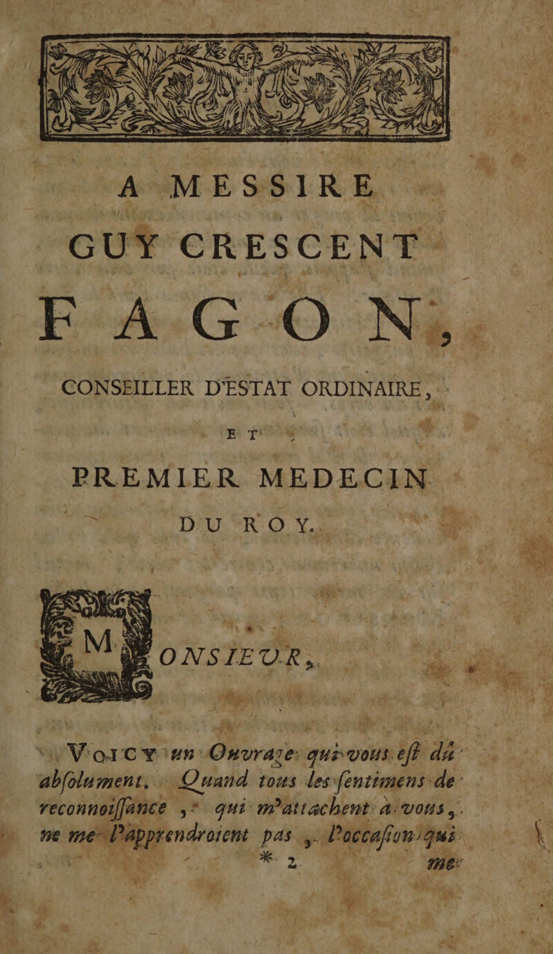 . CONSEILLER D'ESTAT ORDINAIRE, - ne 4 PREMIER MEDECIN pu DUR O X.R : | MONSIEUR, à TA n *% % + Lx QU 1 ‘X. “ia # 4 J