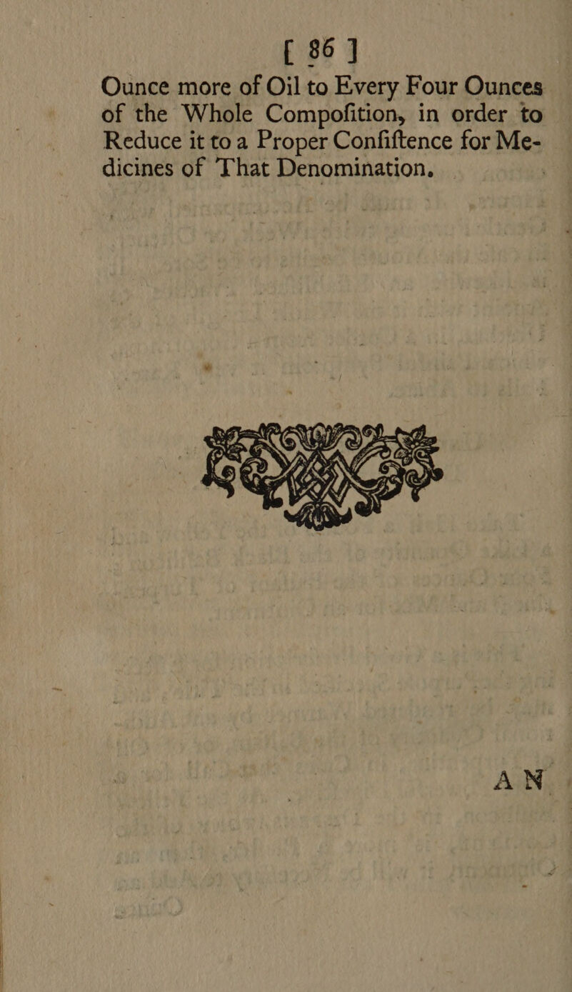 Ounce more of Oil to Every Four Ounces of the Whole Compofition, in order to Reduce it to a Proper Confiftence for Me- dicines of That Denomination. | AN l |