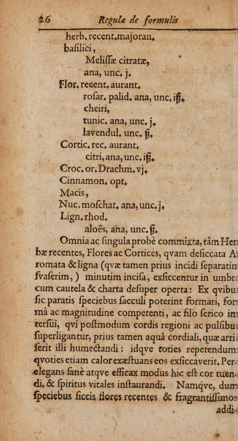* herb.recent,majoran, - ' ana, unc, j. 15 | rofar, palid, ana, unc, ifj. cheiri, Je Mid tunic, ana, unc, je. lavendul, unc. f. Cortic, rec, aurant, citriana,unc,if,. - Cinnamon, opt, - 1 Macis, | aloés, atia, unc. ff. * Addi N | l