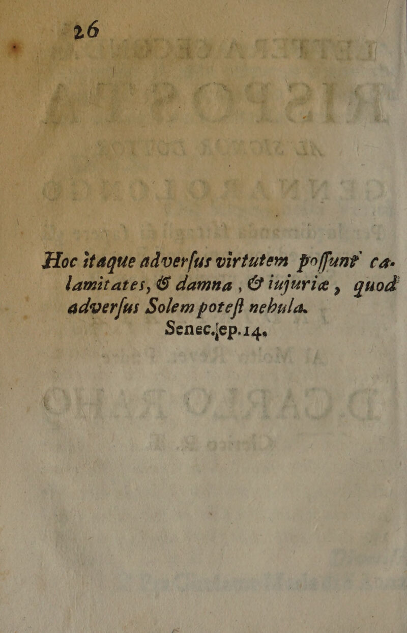 ‘26 Hoc itaque adverfus virtutem poffunt ca. lamitates, &amp; damna , @ iujuria, quod adverfus Solem poteft nebula. Senec.jep.14.