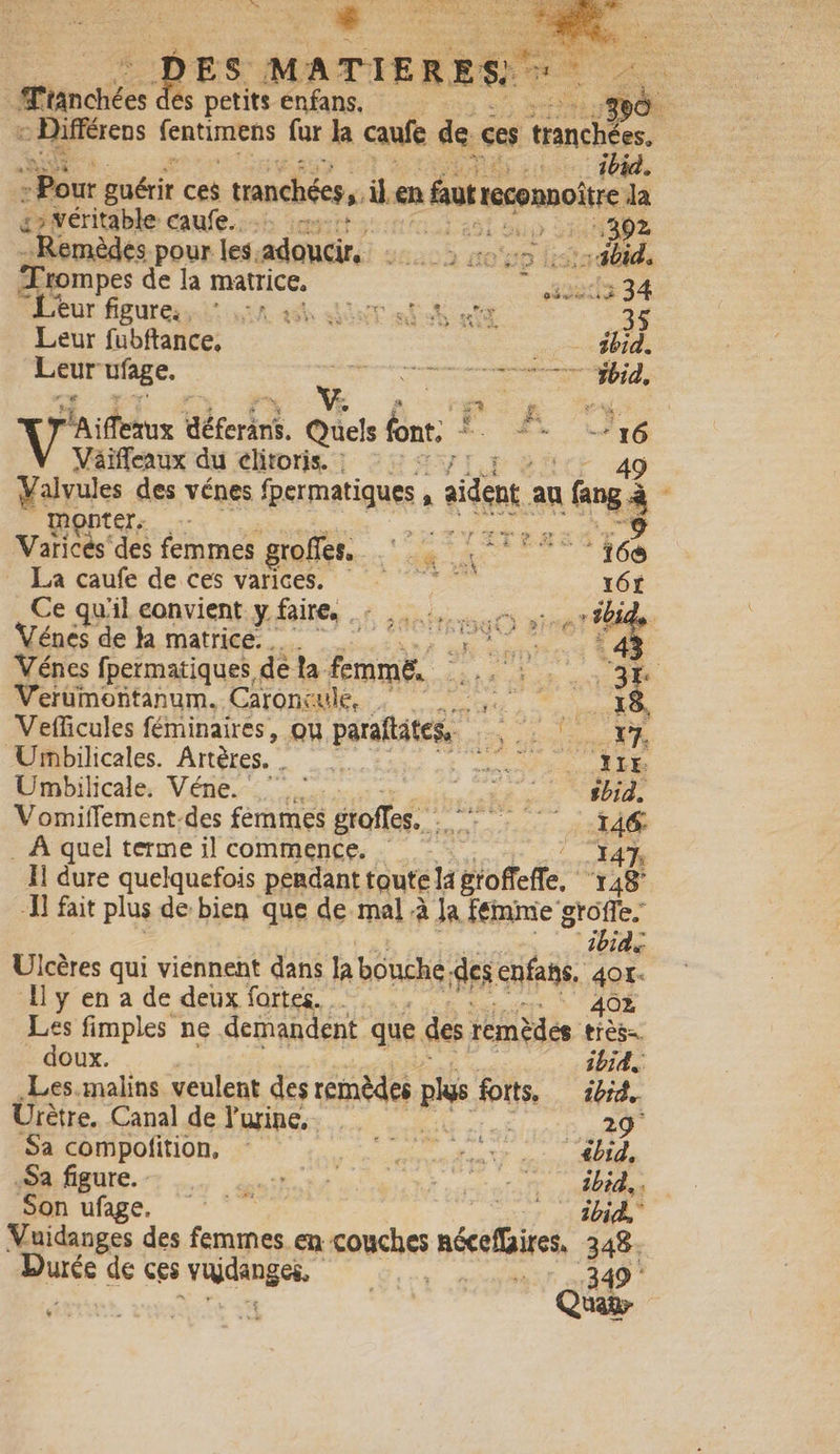 ES MATIERES PRE A | d'untis À és petits enfans. :30à. ee Différens Free {ur la caufe de. ces tranchée “Pour guérir ces tranchées, il en fut teconnoitre Ja érhréritable caufe.s-h imrit 22 cé 20 ou La 302 -Remèdes pour les. adoucir, 203 voue Lsr40ide Lrompes de la matrice. sauts 34 Leur figures din 488 ENT et SE S Er Leur fubftance, 7 #08 Leur ufage. CRE V. KO vy: Vies Héferän, Quels nt À ro Väifleaux du clitoris. | hope. des vénes fpermatiques , à den au mé s vs ‘des nel grofes. LA M RE 16% La caufe de ces varices.  16£ Ce qu'il eonvient y faire, +... or Vénes de à matrice. . APE “ave re ‘4 Vénes fpermatiques. dé ta femme. 1h +R. Verumeoñtanum. Caronule, ne à Vefficules féminaires, ou parafatess. | 32 Umbilicales. Artères. . on GE Umbilicale; Véne. PRET M | Vomiffement-des femmes groffes. Lames 4e . À quel terme il commence. F1 dure quelquefois pendant toute la boffefe. 8 5 fait plus de bien que de mal à Ja femme orofle. ibid Ulcères qui viennent dans la bouche. des enfahs, 401: Il y en a de deux fortes. A4OÈ Les fimples ne demandent que des remèdes tiès=. doux. ibid Les.malins veulent des remèdes Les fo, ibid. Urètre. Canal de l'urine, 5 «29 Sa compofition, : AXE en MOT Sa figure. ON TRE Te RL UNE 7 UE Mmoufge °° #bid, Vuidanges des femmes en couches nécelfieé, 348. sine de ces a is Bite ma se 4