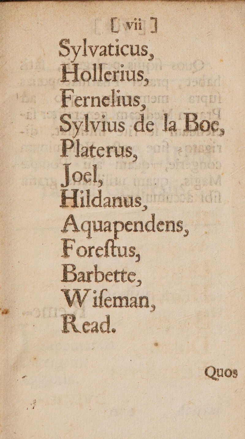 Platerus, Jesl;a. o« Hildanus, A quapendens, Barbette, W ifeman, Quos