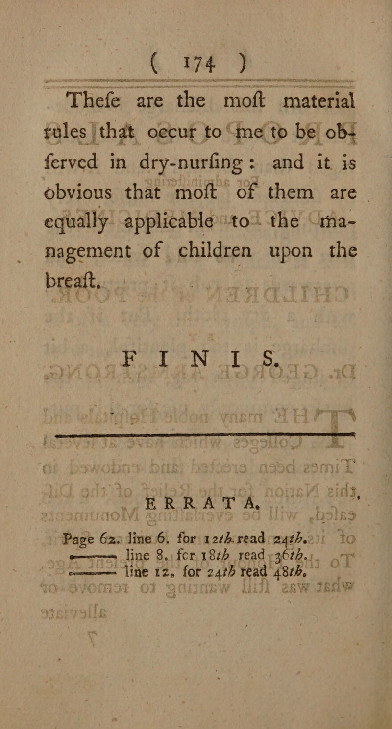 . oF SLT FEET UB Mik MON AE, Sea WG RS PPE OPE TLS LY Ded IRM hele are the ca mateal tules |that occur to “me to be obs ferved in dry-nurfing: and it. is obvious that moft of them are equally: applicable to. the \ma- nagement of children upon the byes ip rd bg FN on ERRATA, ai hale 6 ii line 6, for a2th read 24th.) to o————= line 8.) for. 18th read 13676.). Pe ii poe 12. for he ia feb th TES ye BE 1G