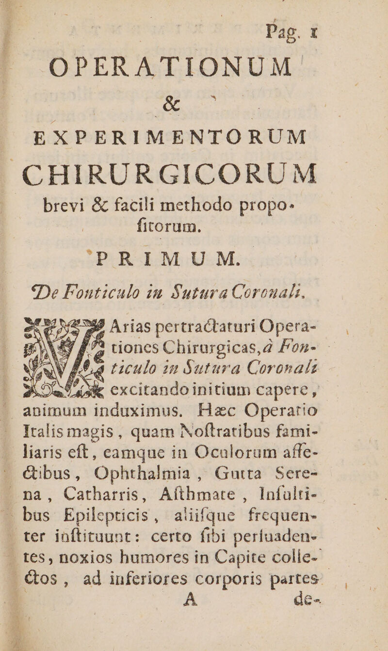 Pag. X OPERATIONUM. | xS EXPERIMENTORUM brevi &amp; facili methodo propo. fitorum. PR I M U M. «De Fouticulo in Sutura Corouali, 7594 Arias pertractaturi Opera- A tioncs Chirurgicas, 2 Fon- tzculo in Sutura Coronas k excitandoinitium capere , Italis magis , quam Noftratibus fami- a, Catharris, Aíthmate , Infulti- [ — z As I - ec og 3 Cos, ad inferiores corporis partes. de-