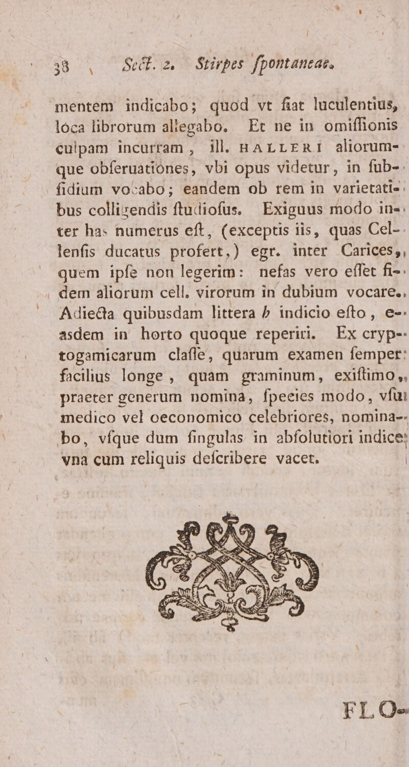 mentem indicabo; quod vt fiat luculentius, loca librorum allegabo. Er ne in omiffionis culpam incurram , ill. HArLLERI aliorum- que obferuatiónes, vbi opus videtur, in fub-. fidium vocabo; eandem ob rem in varietati- bus collizendis ftudiofus. ^ Exiguus modo in-: ter ha: numerus eft, (exceptis iis, quas Cel- lenfis ducatus profert,) egr. inter Carices;, quem ipfe non legerim: nefas vero effet fi-: . dem aliorum cell. virorum in dubium vocare., .. Adiedaa quibusdam littera P indicio efto, e- asdem in horto quoque reperiri, Ex cryp- togamicarum claffe, quarum examen femper: facilius longe , quam graminum, exiftimo,, praeter generum nomina, fpeeies modo, vfui medico vel oeconomico celebriores, nomina-- bo, vfque dum fingulas in abfolutiori indice: vna cum reliquis deícribere vacet. | FLO-