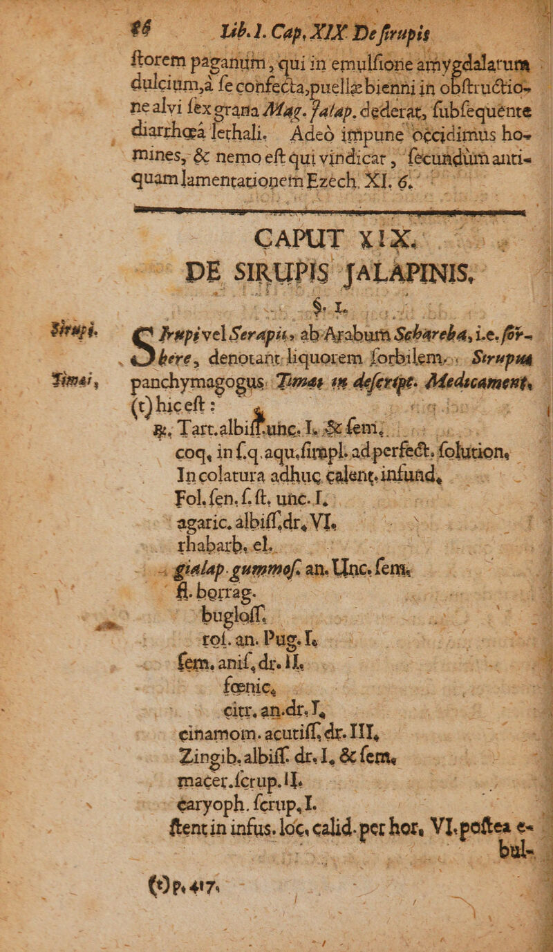 E oll : nca ygd qui im emi nealvi fex oram. Mag. fata. dederat, bibe | Tehali.- Adeó impune 'Oécidimus ho» quamlamenratiopers Eds Xr. [2s * Iyupivel Serapis ab fec Sebtrel,Le. pd B J) bere, denoxant: liquorem forbileme. Strwpua — pode im Mig Mike &amp;, Tart. albi uhc. T. Síeni | tá 5 coq, inf.q. aqu.fimpl: adperfedt, folition, : Incolatura adhuc. asco ipigd, Spem cc — Fol fen.f.ft. une. T. - | B : agatic. álbiff, dr, VI. DM 3 UPON ET uu rhabarb.el ...-— AY icis T i .gummef. ne me | boreg. nenchrst toban ie T. 3s ooo iciSg one bns ; Pig E dE e s. NS | hokmandnL. 1 os | cinamom. acutiff. dr. ITI, E Zingib. albiff. dr. I, ,&amp;fem. 54:50 macer. ícrup. - tA ders MED etg Ü - earyoph. ferup,I * ftencin infus. d alid s he VI. ete: e ! Kr Nr E (9 BT : , | j EN S ; n E t P. -— f : B