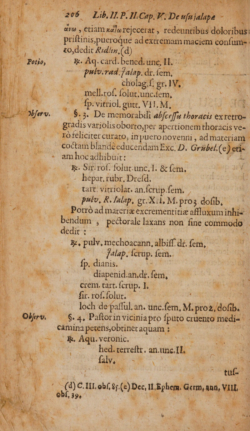 priftinispuerc oque ad pus maciem confur l- £o,dedit &amp;id/is, (d) - Qoo onm d 2 Aq. card. bened. unc, H. - m ust da. Es Pii ciae flap. dr. uu T pi tnm h m uU M T cholag.f. gr.1 IV. da E d Ed s ES rof. Íolut; unc.íem, d dex I^ ^ odp.vitriol gutt, V1. M, 4 OU. í d y^ - de memorabili a/fceffa horatis e ex retro- )|g adis vatiolis oborto;per apertionem thoracis ve- - zófeliciter curato, in puero novenri , ad materiam ' coctam blandéeducendan nExc. D. Grübel. el (e) etie * ambocadhibuit: OA OR Sir. rof. folur.unc. T. &amp; cm, - - hepat, rubr. Drefd. oo tart vitriolar. an.fcrüp.fem. |, , (pulv, R. falap, gr. Xii, M. pros. dofib, Porró ad materiz excrementitie affluxum inhis * Bind ; pector ale laxans non fine commodo  dedit : DES Nu pulv. mechoacann, albiff. df. fem, dalap. fernp. fem. - fp. diànis. diapenid.an.dt. i s crem. tart. fcrüp. 1. | c fir.roffolut. ^e loch de faffül. an. tinc. is M. pos) dofib. n '$. 4» Paftorin viciniapro puto crüento medi« | camina peieasobrinecaquam ; Pp Wi (7 2 &amp;. Aqu.veronic. Bu A , - hed.terreftt. an. nell N à Rt PN VON T E S i: iK oue tu | à M ic. n obf, $. (e) Uu u m Germano, vo p vi^ d ; i BNOS C M xc £i 3 * SAN pa