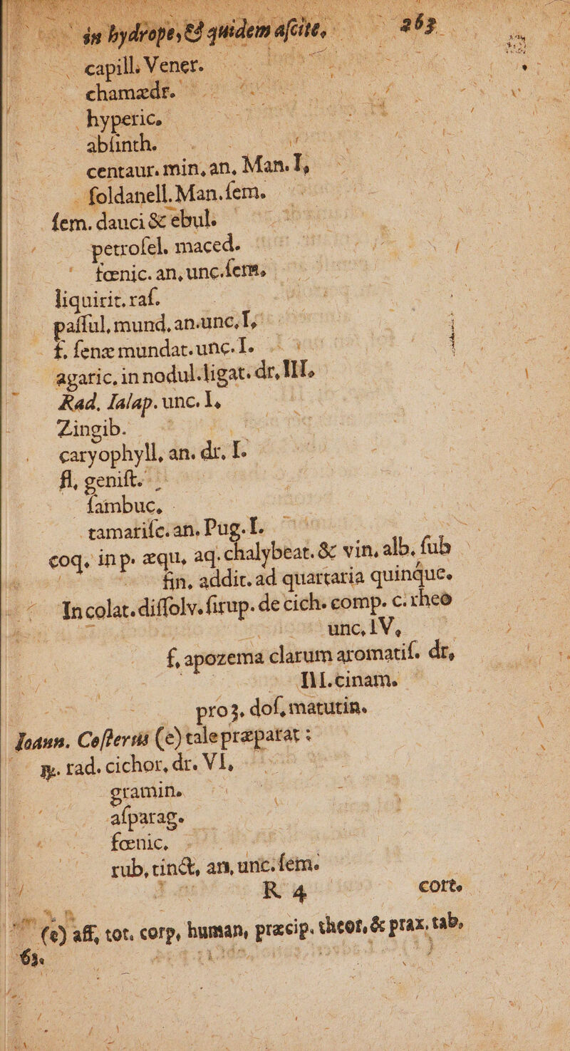 * (hyperic. XS oum ; t - .gDBnH. e ono E centaur. inin.an. Man. I, y | - foldanell. Man. fem. u E. fem. dauGü&amp;ebul ^ petrofel. maced.- ' fenic.an,uncfeme —— liquirit. raf. b . pafful, mund. an. unc,L, fÍenemunda.unel. — 5 agatic. in nodul. tig d | Kad. lalap. unc. i | Zingib. caryophyll, an dr E fl, genift. PAS - fambuc. | |. tamatiíc.an. Pug. ba &amp; — fn. addit. ad quartaria quinque. «47 In colat.diffohv.firup. de cich. comp. c: rheoó de cdwiwuaiV, 070 | f apozema clarum aromatif. dr, ^ ADLcnam. pro3. dof, matutin. Jom . Cofleri (e) taleprapatet : : o gerad.cichor, dr. VI, oram. ^5 07 1 afparag. | rub, indt, an, unc. fem. $ c3 * 205 x BULI An dmi (55 ta * N