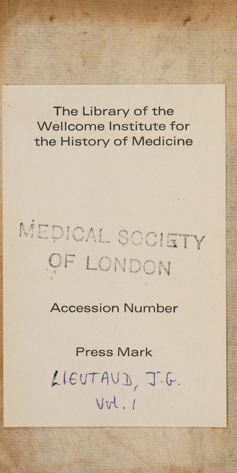 The Library of the Wellcome Institute for the History of Medicine Press Mark LIEUTAUD, TG.