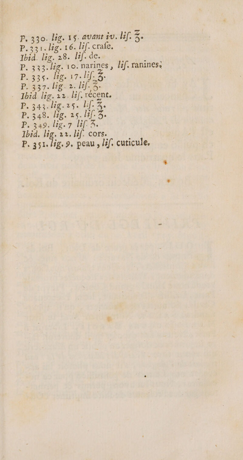 Ibid. lig. 28. lif. de. P. 332. lig. 10. narines, lif. ranines, P. 335. lag. 17 lif. 3. P. 337. lig. 2. lif. 3. . Ibid lig. 22. li. récent. P. 343. lig.2s. if. 3. P. 348. lig. 25. lif. 3. P. 39. lig. 7 Hif. 3. Ibid. lig, 22. if. cors. P. 351. /ig. 9, peau, lif. cuticule.