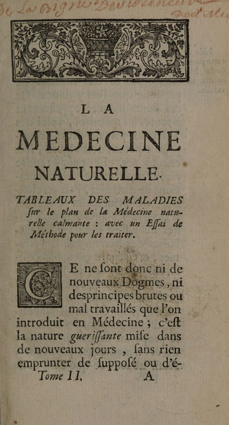 NATURELLE. TABLEAUX DES MALADIES fur le plan de la Médecine natu- relle calmante : avec un Eflai de Methode pour les traiter.