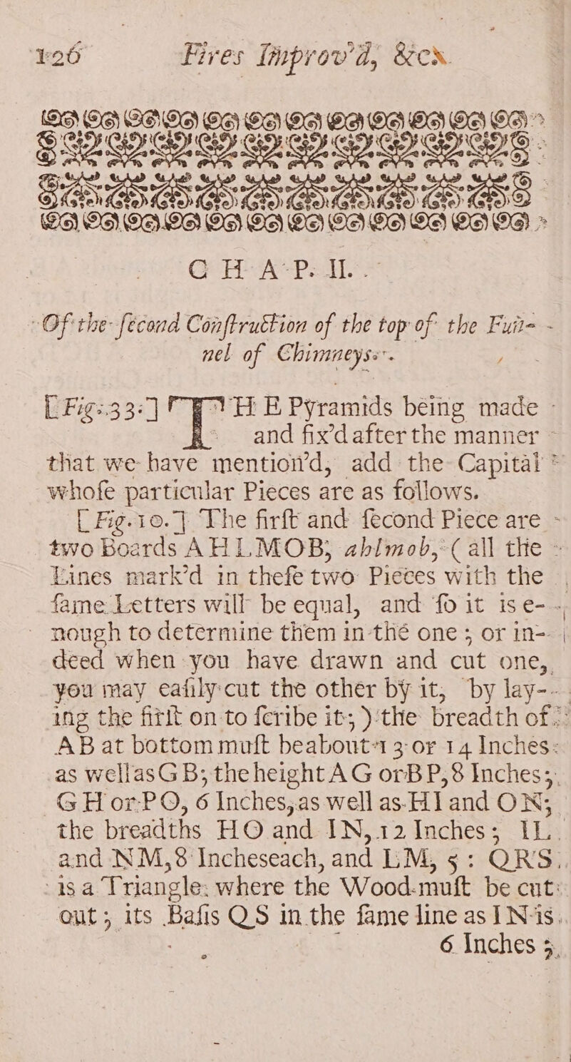 ION ICIIOIOOKIOLIGLIONIOL 2G) CA PAIE nel of Chimneyss.. whofe particular Pieces are as follows. Vines mark’d in thefe two: Ricees with the - nough to determine them in thé one ; or in- deed when you have drawn and cut one, GHorPO, 6 Inches,. as well as. HY and ON;