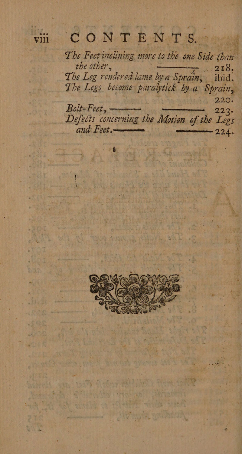 .بب .وا the other, i The Leg rendered lame bya S$ prain, ibid, 220. Bolt-Feet, ———— وہ‎ Defects concerning the سک‎ of the Legs and: Feet memea 24و سس‎