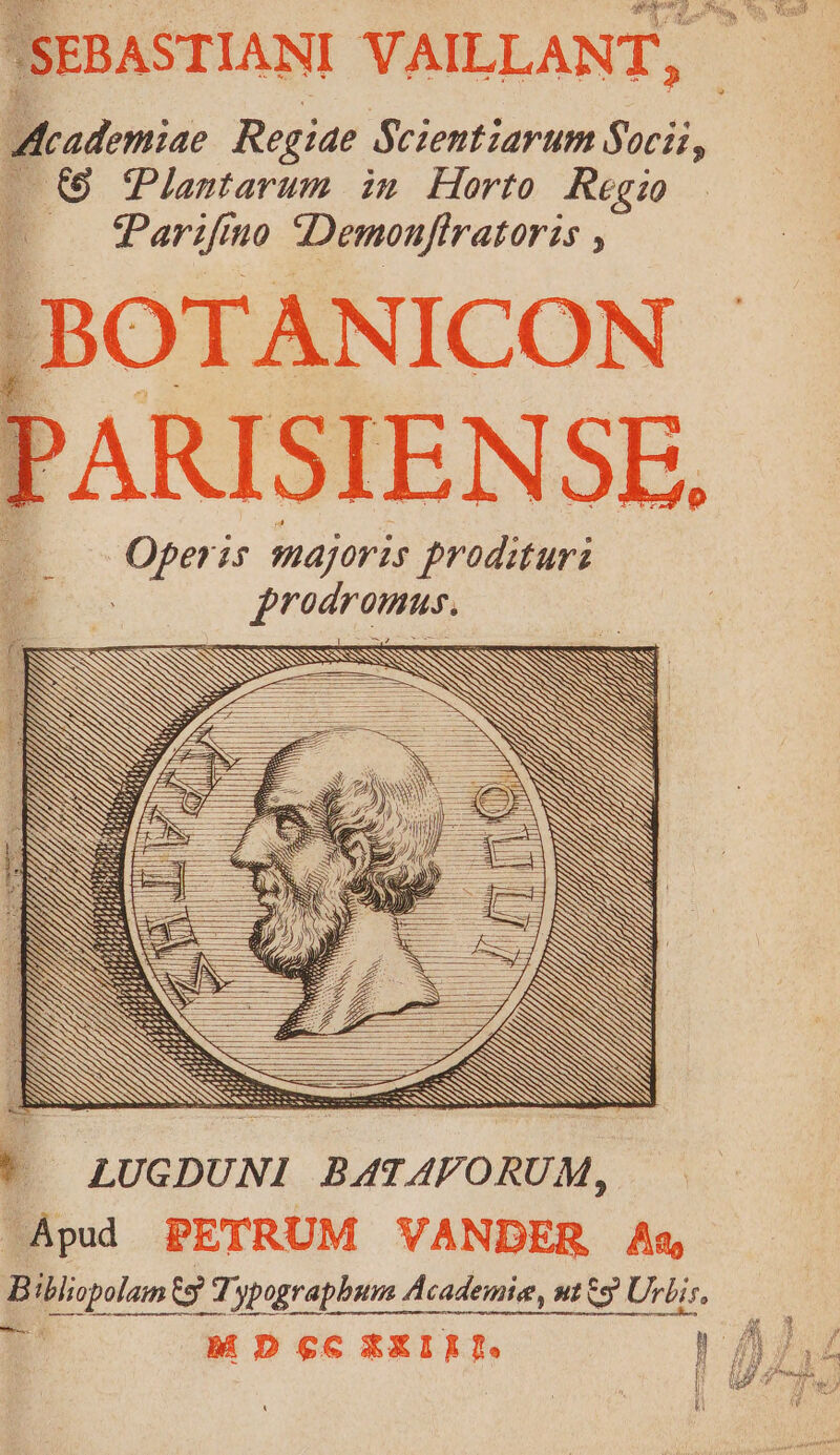 Academiae Regiae Sezentiarum Socii, € Plantarum in Horto Regio | r fParifiuo Demonuflratorzs , -BOTANICON PARISIENSE, Operis spajoris proditurz DE.