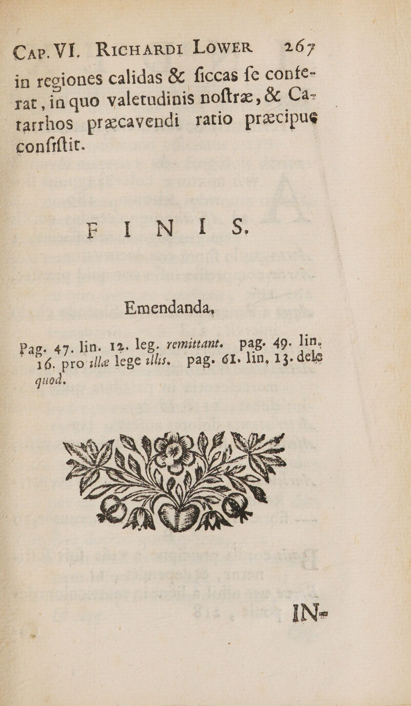 in regiones calidas &amp; ficcas fc confe- rat, in quo valetudinis noftre, &amp; Ca- tarrhos praccavendi ratio praecipue conftílit. | Emendanda, Pag. 47. lin. 12. leg. remittant. pag. 49. lin. 16. mes lege sli. — pag. 61. lin, 13. dele quos. : IN*