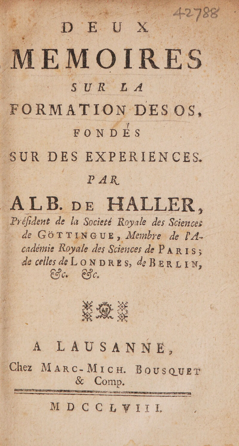 FONDÉS SUR DES EXPERIENCES. PAR LA LB.DEe HALLER, Préfident si la Societé Royale des né | … de GÔTTINGUE, Membre de PA. cadémie Royale des Sciences de P À RIS; de celles &amp; LONDRES, deBER L IN, Eee ec, MC tr %