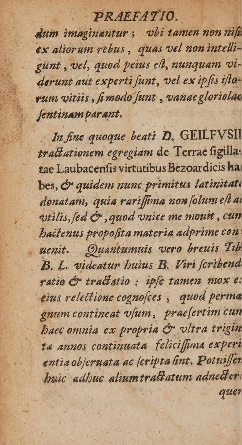 emn djvontur | ; vbi tamen H0 uif | €x aliorum rébus , quás vel noniatelli- 2 gunt, vel, quod peius e, nunquam vi- | derunt aut experti funt, vel ex ipfis ila- rum vitiis , fi modo M. vite ron m E esto) parant. du fne quaque eati D, GEILFVSII : - fralationem egregiam de Terrae figilla: ts - tae Laubacenfis virtutibus Bezoardicis hai ^ bec quidem uunc primitus latinitati 2 donatam, quia rariffma uon folum e[ ai 1 ; E ; | vtilis, fed * quod vnice me mouit , cun ..— batfenus propafita materia adprime C02 uenit. — Quantumuis vero breuis Zib B. L. videatur buius B, Viri fcribend fatio e tradatio ; ipfe tamen mox t€: us relectione cognofces i quod perma gnum contineat vjum, praefertim cun -Baec omnia ex propria Q vitra trigin : | t4 aunos contiuuata | feliciffma experi * c entiaobfernata ac [cripta nt. Potuiffer B buic «buc. alium traifatum adaucdder. ID que? B à E DERRIR SE | MEAE e eM SES E CRINES T UA P Vo, (Vv EL A