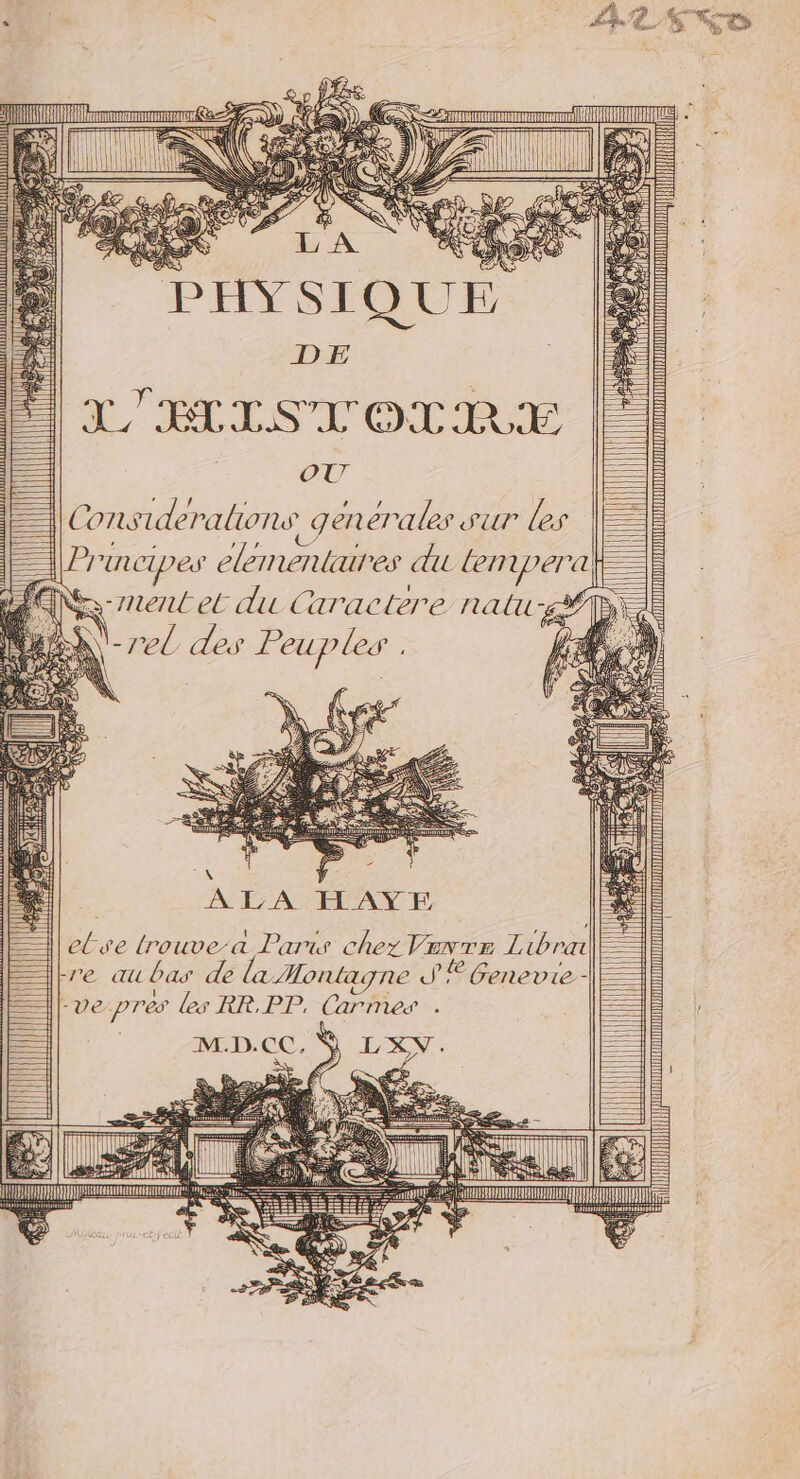 PHYSIQUE DE L'ÉLISTOLRE rm # { ALA HAYE else trouve’a Part chez Vewre Libra re aubas de la Montaone J Geneve - A Lve pres ls RR,PP. Carmes . CN