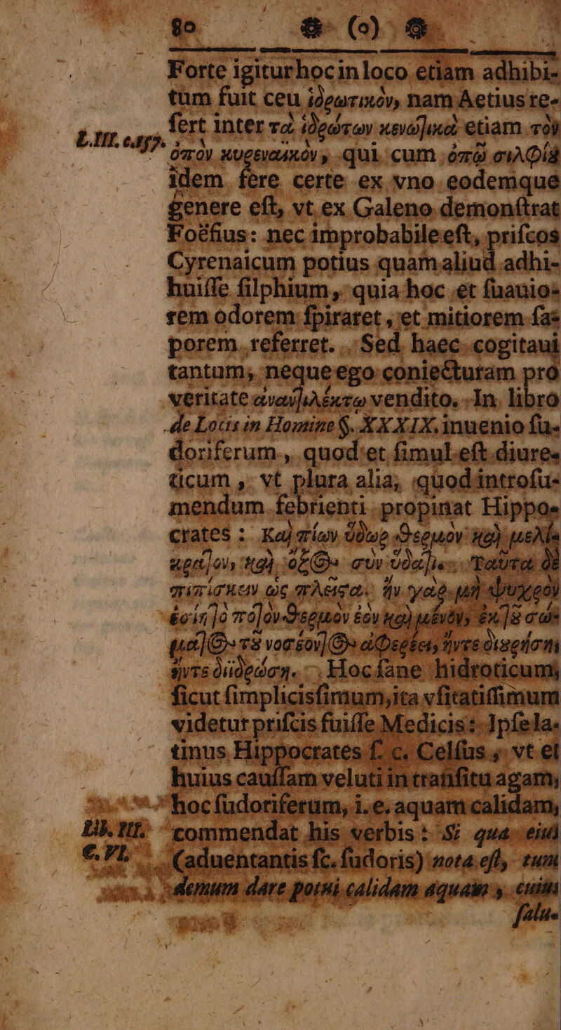 e — QM xil Forte igiturhocinloco etiam adhibi- tum fuit ceu ioeurixov, nam Aetius re» J fert inter zc iOgorav xsvu]ika: etiam v0) LII. cago. LM : » ^. ^ 0TTOV KUgEVCAXOV , qui cum oz cei Gia idem are certe ex vno eodemque genere eft, vt. ex Galeno demon(ítrat Fo&amp;fius: nec improbabileeft, prifcos Cyrenaicum potius quam lipibadhi huiffe filphium,. quia hoc «et faauio: rem odorem fpiraret , et mitiorem fa: porem. referret. .. Sed. haec. cogitaui tantum; nequeego coniecturam pró veritate &amp;vevliAéxo vendito. -In. libro e Loas in HominoS. XX XIX. inuenio fu- dornferum., quod'et fimuleft.diure: ücum ,. vt plura alia; quodintrofu- mendum. febrienti. propinat Hippae Crates : Kajgríay dote Deepuov a) que Trai Wy ue Ae a. du y à. ul duxeoi écis]o 3]av-D'sgmov £ov qq) ulus x ]8 cd po] v8 voméos](« d Debes tee otaedom siTe oidedon. —. Hocfane hidroticums ficut fimplicisfimum;ita vfitatifimum videtut prifcis fuifle Medicis: Ipfela. tinus Hippocrates f. c. Celfus ;. vt el huius cauffam veluti in ttanfitu agam; hocfudoriferum, i. e. aquam calidam, Li.1I. commendat his verbis: S; qua-eid € PL. . (aduentantisfc.fudoris) sota.ofly- tum oos oddemum dare potsi.calidam aquai js 1; Vliln