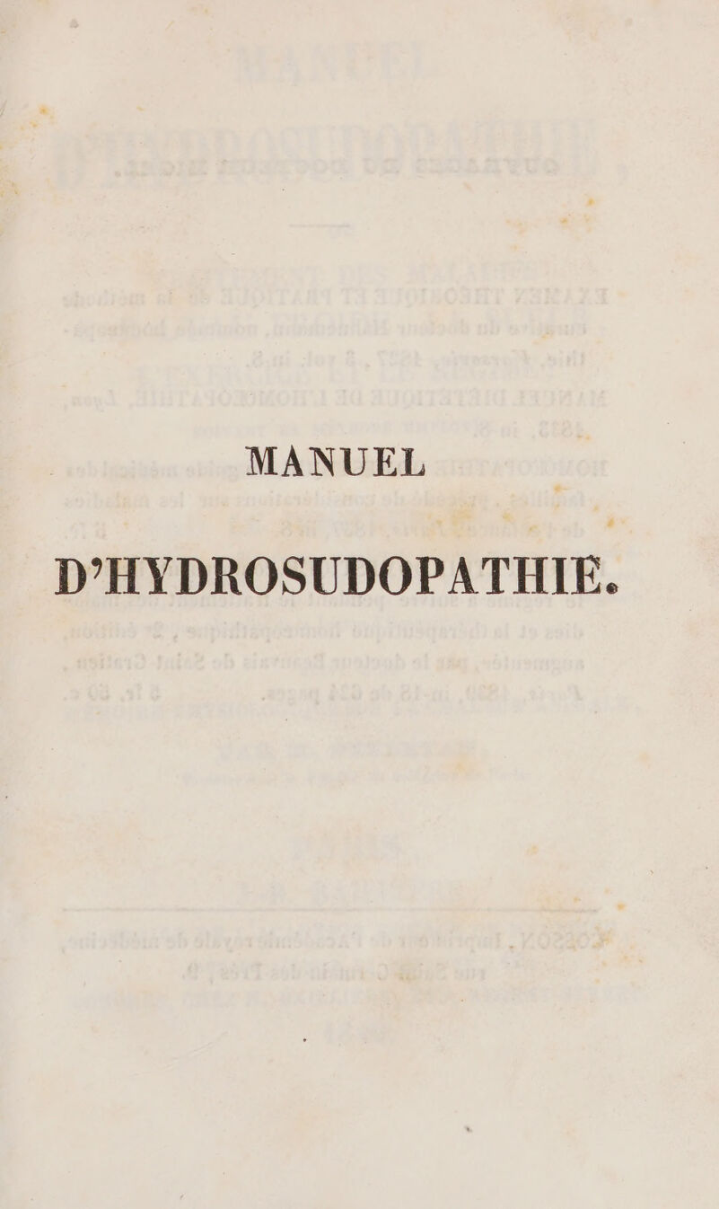 MANUEL D’HYDROSUDOPATHIE.