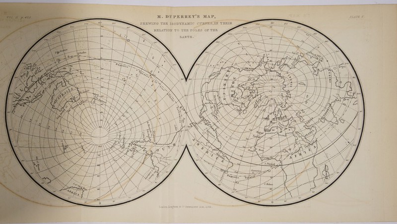 M. DUPERREY’S MAP, ac eae Suse EO a SHEWING THE ISODYNAMIC CURVES,IN THEIR. we. a RELATION TO THE POLES OF THE EY ao