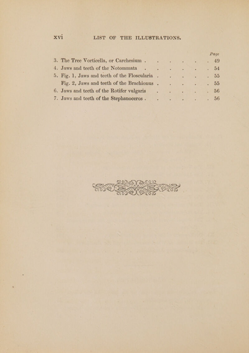 Page 3. The Tree Vorticella, or Carchesium . ‘ : F F . 49 4. Jaws and teeth of the Notommata . : : : : . 54 5. Fig. 1, Jaws and teeth of the Floscularia . : : : - oO Fig. 2, Jaws and teeth of the Brachionus . ¢ . ; 1, Oe 6. Jaws and teeth of the Rotifer vulgaris ‘ ; ‘ : 96