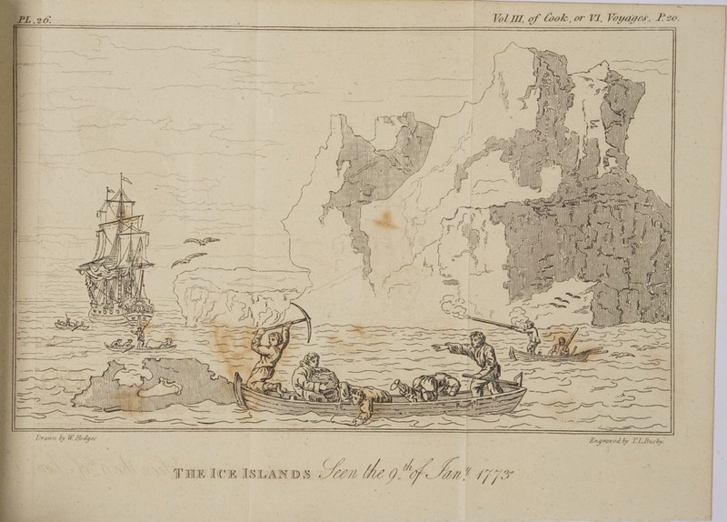 _ Vol UL, of Cook, or V1, Voyages. P20. ; Engraved by LL Busby. — Se —— a | Se ae &lt;&lt; = 5 = SaaS SSS S ( == a ie = SS ENe aS —— = 2\S—) Wjr | oe: THE ICK ISLANDS Seen the o.§o¢ Sans Drawn by W. Lodges