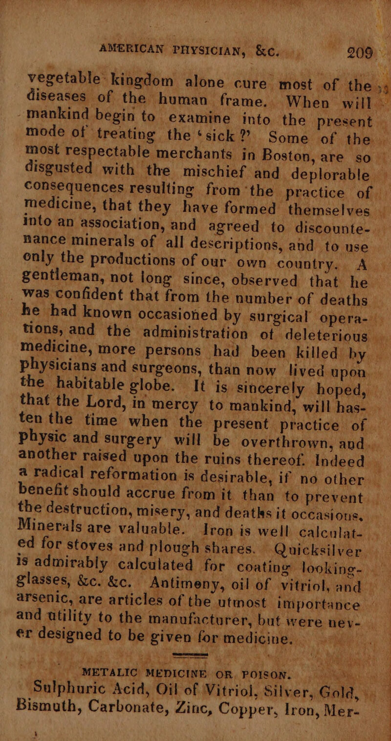 . nance minerals of all descriptions, and to use only the productions of our own country. <A gentleman, not long since, observed that he the destruction, misery, and deaths it occasions, ~ cz : _. METALIC MEDICINE OR, POTION. |, -< eens Bismuth, Carbonate, Zinc, Copper, Iron, Mer- 4