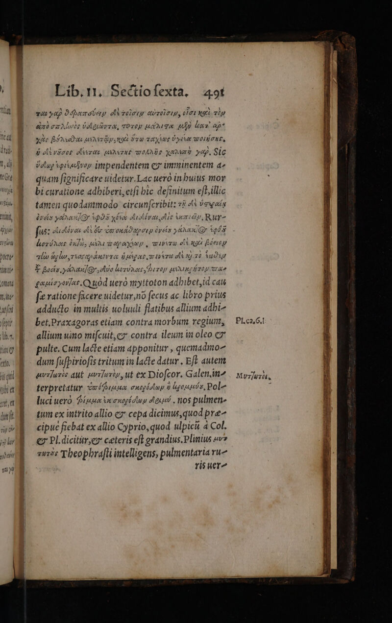 tti  IST DX Tid NM Itti it lbs. hate fo. wh et (UN Lib.r. Sectiofexta, aot TOL yag Ocbwmabey dizolery aUreüiciw, oici Nor vig lao 0a Alwte Velguürza, vóou Maga MÁV Loz &amp;p* xAeo BÉ as TRU NOU S7 TAYXMUE Dist TOL TNT, g elsvsaog clssrae MsA«TI£ w0AMD E XAMTZ yap. Sic Vzlap eitedvor impendentem co imminentem a^ quam fignificare uidetur.Lac uero in buius mor bicuratione adbiberi,etfi bic definitum efLillic tamen quodammodo: circun[cribit: và 45 9swodn éuéis yoloen y. QS xésoe eiérau oie umi, Rur- fw dudvea els de om ona apotp üyeix yAXAAKGy 5QÉS qiizo esu Béeaoy yJ* 4 1 e M / A ^ EE 1 ^ UU plu rkarapantvzo: UMAQAS VW ITO el&amp; 10.20 tU Qu lozAcs ufu, uana qa xs T E Bostz, y&amp;Aau] Gr ,dlve lzV aae, r0 uM nq lá UU XIX gouizyarjoe Qo uod ueró myttoton adbibet,id cau fe ratione facere uidetur,no fecus ac libro prius addudo in multis uoluuli flatibus allium adbi^ bet.Praxagoras etiam contra morbum regium, allium uino mifcuit,cz contra. ileum ia oleo cz pulte. Cum lacte etiam apponitur , quemadmo dum fufpiriofis tritum in lacte datur , Efl autern quzlozéo aut. uvr]ociv, ut ex Diofcor. Galen.in^ terpretatur vu eiu euxogásluy 2 gaudia, Pol^ luci uero. diuo t rnogécdtmu tub . nos pulmen- tum ex intritoallio ez cepa dicimw,quod pre^ cipue fiebat ex allio Cyprio, quod ulpicu 4 Col. € Pl.dicitürjez ceteris eft grandius. Plinius ^v? zuzs Theophrafli intelligens, pulmentaria ru risuer^ PI.ca. 6, M vr ]uvi E