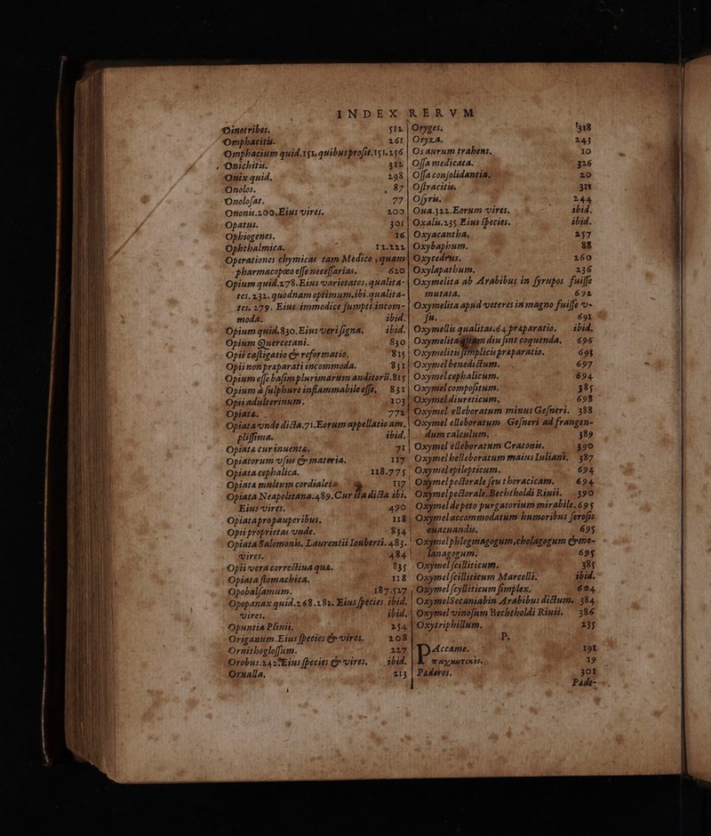 Cgpocemei mo DÀ as [me A lE ERR Dinotribes. $1 Ompbacitis. 161 Omphacium quid.xyt. quibusprofit.Yy t. 156 'Onichitis. yi nix quid. 298 Onolos. 7 O»olofat. 27 Ononts.200,Eius vires. 200 Opatus. 30I Opliogenes. 16 Opbtbalmica. I1.221 Operationes chbymicas tam Medico yquam pharmacopoo effe nece[farias. 6210 Opium quid.178.Eius varietates, qualita- £65,232. quodnam optimum.ibi qualita- 205. 279. Eius immodice fumpttintom- moda. ibid. Opium quid.83o.Eiusvverifigna. —— ibid. Opium Guercetani. 830! Opii cafligatio v reformatio, 815! Opiinon praparati sncommoda. $11 Opium effe bafimplurimartum anditori. 8t; | Opium à falphureinflammabileeffe, | 851 | Opii adulterinum. 103 Oryges. 319 Oryz.A. 243 Osaurum trabens. IO Ojfa medicata. 326 Offa con[olidantia. 20 Offracitis. 3rt Ofyris. 244 Oua.322.Eorum vitres. bid. Oxalis. 235. Eius fpecies. ibid. Oxyacantba. 2157 Oxybapburm. 88 Oxycedrus. 2160 Oxylapatbutm. 236 Oxymelita ab Arabibus in fyrupos. fuiffe 1nutata. 621 Oxymelita apud veteres inmagno fuiffe vo- fv. 69 O»xymellis qualitas.ó4.praparatio. — ibid, Oxymelita diu fint coquenda. —| 696 Oxymelitis Moplici jraparatio. 693 Oxymelbenedictum. 697 Oxyanelcephalicum. 694 Oxymelcompofitum. 385 Oxymeldiureticum. 698 Opiata-onde dicla 7i.Eorum appellatio um. Oxymel elleboratum. Ge[neri ad frangen- dum valculum. 389 Opinta curinuenta. 71 | Oxymel elleboratum Cratonu. 390 Opiatorum v [us Cn materia. 117. Oxymel belleboratum maius Iuliam. | 387 Opiata cepbalica. 118.775 | Oxymeleptlepticum. 694 Opiata multum cordiales: rz | Oxymelpeclorale feu t boracicam. 694 Opiata Neapolitana.489.Cur itadida ibi, Oxymel pectorale.Bechtholdi Riuit. ..390 Eius vires. 490 , Oxymeldepeto purgatorium mirabile. 69 y Opiatapropnuperibus. 118 | Oxymelaccommodatum bumoribus ferofis Opii proprietas conde. 834| | €Mactiandss, 695 Opiata Salomoni. Laurentii Ionberti. 483. - Oxymelpblegmagogum cbolagogum drme- vires. 484 * lanagozum. 695 Opii vera correctiua qua. 83; Oxymel fcilliticum. 385 OpiatA flomachica. 18 Oxymelfcilliticum Marcelli. ibid. Opobal(amum. 187.527 , Oxymel fcyllitieum fimplex. 604. Opopanax quid.s.68.181. Eins [ptcies. ibid. | OxymelSecaniabin Arabibus diclum. 384. vires. ibid. | Oxymelvinofum Bechtholdi Riuii. — 386 Opuntia Plinii, 154 | Oxytriphillum. 235 Origautm.Eius [becies & vires. 208 P. Ornitbogloffum. 22,7 Accame. I9t Orobus.s4z Eins (Decies C vires, —— ibid. TE GLO BUIT AR 19 OrxAlla. 113 | Paderos. 3ot Pade-