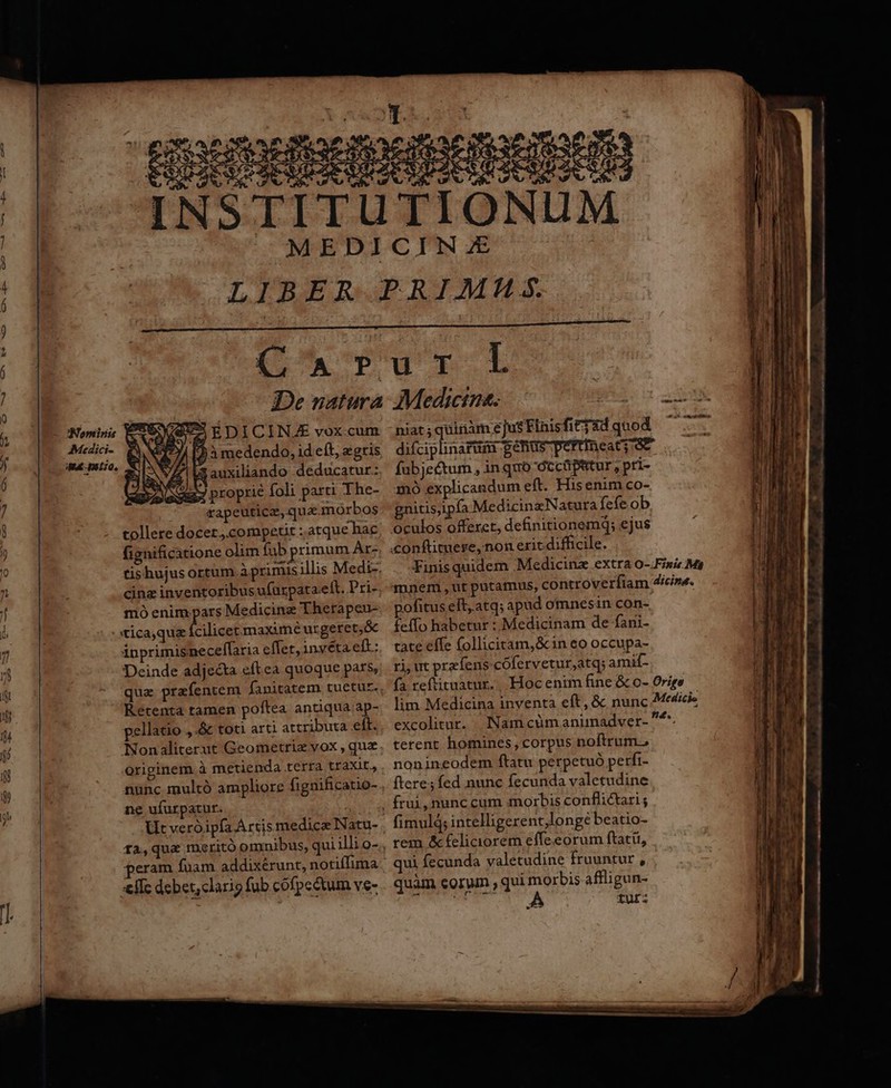 I wu CON o cOD--— m *o 7 C ox wx T De natura QEDICINJA vox.cum ' $3 medendo, id eft, «gris [SN 4 2 auxiliando deducatur: 22 sous proprie foli parti The- tapeuticz, qua.morbos tollere docet competit : atque hac fignificatione olim fub primum Ar- tishujusortum à primis illis Medi-. cing inventoribus ufürpata eft. Pri- mó enim pars Medicine Therapeu- ticaqua cilicetmaximé urgeret,ó ipnprimisneceflaria effet,1nvéta eft: Deinde adje&amp;ta eft ea quoque pars, que prafentem fanitatem tuctuz., Retenta tamen poftea antiqua:ap- pellatio ,&amp; toti arti attributa eft. Nonaliterut Geometrie vox , quz peram fuam addixérunt, notiffima: lic dcbet;clarig fub cófpectum ve- M:edictna. : niat; quinàm e jus Finisfit? 3d quod difciplinarisi génus-pertineats ae fubjectum , inquo óccüpstur » pri- mó explicandum eft. Hisenim co- gnitis,ipfa Medicine Natura fefe ob pofitus eft, atq; apud omnesin con- feffo habetur : Medicinam de fani- tate effe follicitam,&amp;in eo occupa- ri, ut prefens cófervetur,atqs amif- terent homines, corpus noftrum. qui fecunda valetudine fruuntur , quàm eorum , qui morbis affligun- TUI; w^  * — o —— —— —— P Cre uP TEE P —— DS